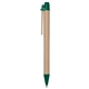 aerial view a natural paper barrel with green trim eco friendly inspired click ballpoint pen - promotional pens, image 1 of 2