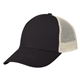 aerial view a black with khaki mesh back mesh back price buster trucker hat, image 1 of 2