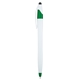 aerial view a white with metallic lime green accents dart stylus pen - twist action, image 1 of 3