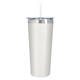 aerial view a white with matching lid and straw 24 oz colma tumbler, image 1 of 4