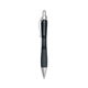 aerial view a translucent black with satin silver finish rio gel pen with contoured rubber grip, image 1 of 3