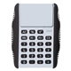 aerial view a solid white with black trim flip top calculator, image 1 of 2