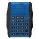 aerial view a translucent blue with black trim flip top calculator, image 1 of 2