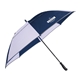 aerial view a navy/white 62 rpet golf umbrella w / reflective trim, image 1 of 3