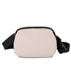 aerial view a natural soft pu fanny pack with hidden zipper pocket, image 1 of 6