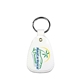 a white microhalt(tm) western saddle key tag, full color digital