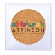 aerial view a brown deluxe cork coaster, pack of 4, full color digital, image 1 of 2