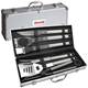 aerial view a stainless steel deluxe 6 pc bbq tool set, image 1 of 4