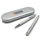 a silver vulcan metal pen set w / metal case