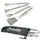 aerial view a stainless steel 3 pc stainless steel bbq tool set, image 1 of 3