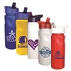 aerial view a group of 24 oz cycle bottle with straw cap lid, image 1 of 11