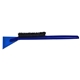 aerial view a translucent blue blade & royal blue handle deluxe snowbrush ice scraper, image 1 of 2