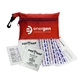 aerial view a red zip pouch first aid kit 10 piece, image 1 of 2