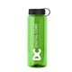 aerial view a translucent green bottle & black lid guzzler bottle with tethered lid - 32 oz, image 1 of 2