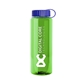 aerial view a translucent green bottle & red lid guzzler bottle with tethered lid - 32 oz, image 1 of 2
