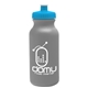 aerial view a silver bottle & cyan lid 20 oz the omni color bike bottle with push pull lid, image 1 of 2