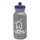 aerial view a silver bottle & navy blue lid 20 oz the omni color bike bottle with push pull lid, image 1 of 2