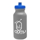 aerial view a silver bottle & royal blue lid 20 oz the omni color bike bottle with push pull lid, image 1 of 2