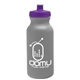 aerial view a silver bottle & violet lid 20 oz the omni color bike bottle with push pull lid, image 1 of 2