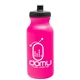 aerial view a translucent hot pink bottle & black lid 20 oz the omni color bike bottle with push pull lid, image 1 of 2