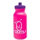 aerial view a translucent hot pink bottle & violet lid 20 oz the omni color bike bottle with push pull lid, image 1 of 2
