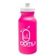 aerial view a translucent hot pink bottle & white lid 20 oz the omni color bike bottle with push pull lid, image 1 of 2