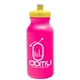 aerial view a translucent hot pink bottle & yellow lid 20 oz the omni color bike bottle with push pull lid, image 1 of 2
