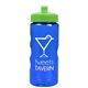 a translucent blue bottle & lime green lid garyline(r) mini mountain 22 oz tritan(tm) sports bottle with pushpull lid