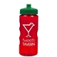a translucent red bottle & green lid garyline(r) mini mountain 22 oz tritan(tm) sports bottle with pushpull lid