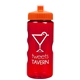 a translucent red bottle & orange lid garyline(r) mini mountain 22 oz tritan(tm) sports bottle with pushpull lid