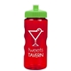 a translucent red bottle & lime green lid garyline(r) mini mountain 22 oz tritan(tm) sports bottle with pushpull lid