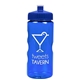 a translucent blue bottle & royal blue lid garyline(r) mini mountain 22 oz tritan(tm) sports bottle with pushpull lid