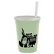 aerial view a glow in the dark cup & frost lid 12 oz reusable cup with lid straw, image 1 of 2