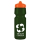 a dark green bottle & orange lid mighty shot bike bottle with valve lid - 24. oz
