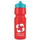 a red bottle & cyan lid mighty shot bike bottle with valve lid - 24. oz