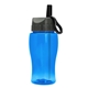 aerial view a translucent blue bottle & gray/black spout lid garyline(r) poly - pure jr. - 18 oz transparent bottle with ring straw lid, image 1 of 2