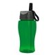 aerial view a translucent green bottle & gray/black spout lid garyline(r) poly - pure jr. - 18 oz transparent bottle with ring straw lid, image 1 of 2