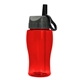aerial view a translucent red bottle & gray/black spout lid poly+ jr. bottle with ring - straw lid - 18 oz, image 1 of 2