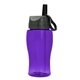 aerial view a translucent violet bottle & gray/black spout lid garyline(r) poly - pure jr. - 18 oz transparent bottle with ring straw lid, image 1 of 2
