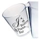a clear 1.5 oz plastic sidecar hook shot glass