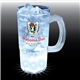 aerial view a clear 22o z 5- light fluted textured plastic beer mug with handle, image 1 of 2