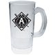 a clear 22 oz plastic fluted textured beer mug with handle