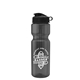aerial view a smoke bottle & black lid & translucent frost infuser basket champ bottle with infuser and flip lid - 28 oz, image 1 of 2