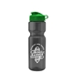 aerial view a smoke bottle & green lid & translucent frost infuser basket champ bottle with infuser and flip lid - 28 oz, image 1 of 2