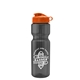 aerial view a smoke bottle & orange lid & translucent frost infuser basket champ bottle with infuser and flip lid - 28 oz, image 1 of 2