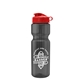 aerial view a smoke bottle & red lid & translucent frost infuser basket champ bottle with infuser and flip lid - 28 oz, image 1 of 2