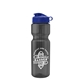 aerial view a smoke bottle & reflex blue lid & translucent frost infuser basket champ bottle with infuser and flip lid - 28 oz, image 1 of 2