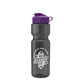 aerial view a smoke bottle & violet lid & translucent frost infuser basket champ bottle with infuser and flip lid - 28 oz, image 1 of 2