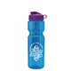 aerial view a translucent blue bottle & reflex blue lid & translucent frost infuser basket champ bottle with infuser and flip lid - 28 oz, image 1 of 2