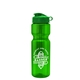 aerial view a translucent green bottle & green lid & translucent frost infuser basket champ bottle with infuser and flip lid - 28 oz, image 1 of 2
